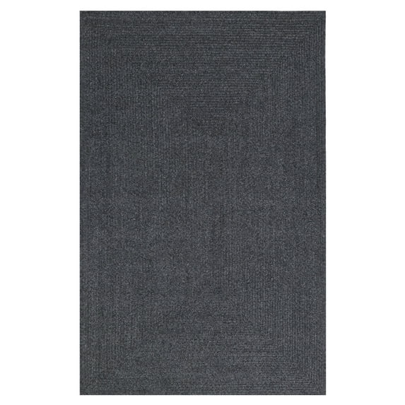 BNM Bohemian Indoor/ Outdoor Solid Rug, 6' x 9', Charcoal