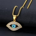 thumbnail image 4 of Hip Hop Iced Out Bling Blue Evil Eye Pendant 14K Yellow Gold Turkish Amulet Necklace for Women Men Party Jewelry Gift, 4 of 6