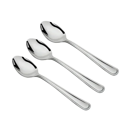 Mainstays Fleetline Stainless Steel Adult Teaspoon, 3-Piece Set, Silver
