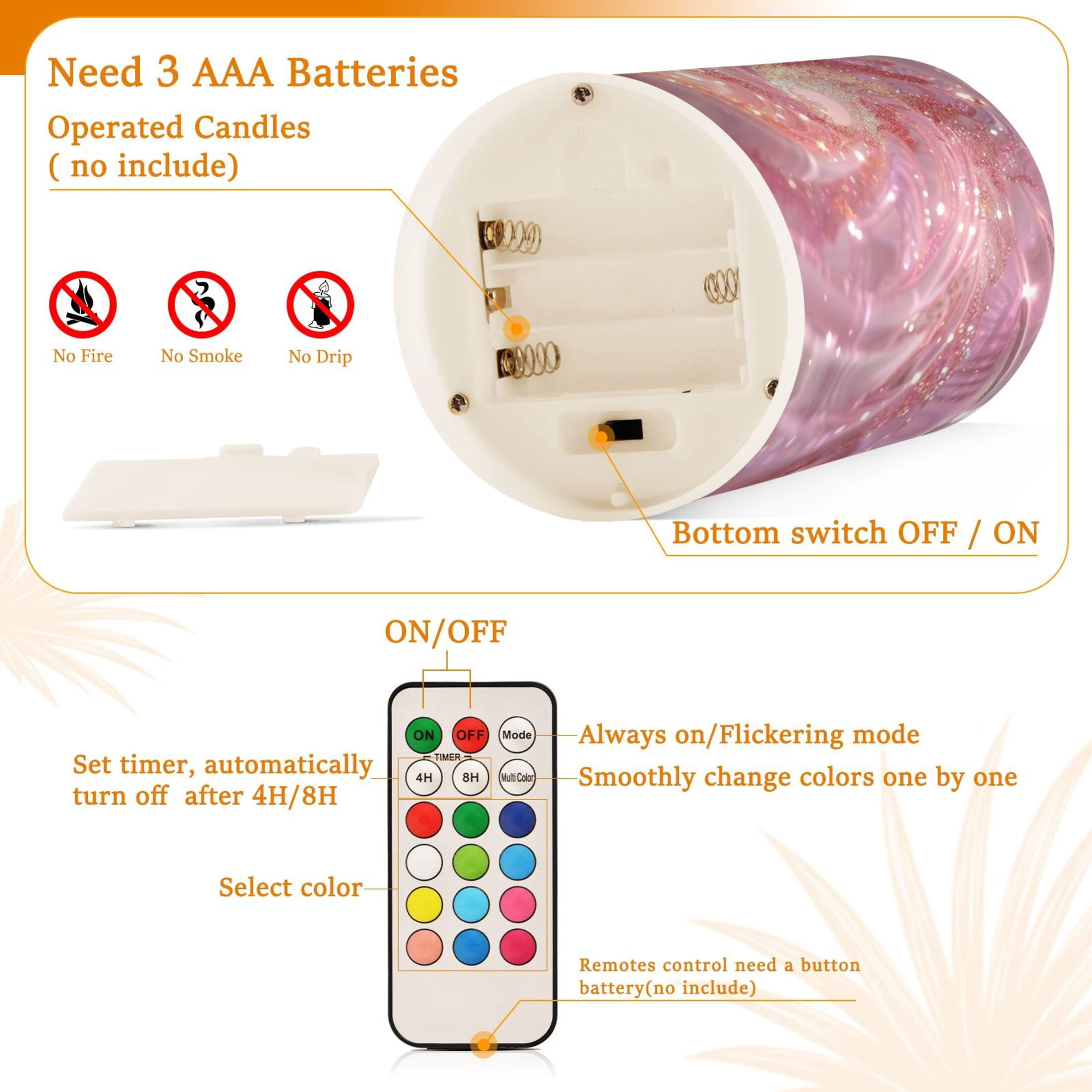 A Pink Spiral Flameless Candles&nbsp;LED Lights Battery Operated Candles with Remote and Timers Flicker Lights Votive Set of 2