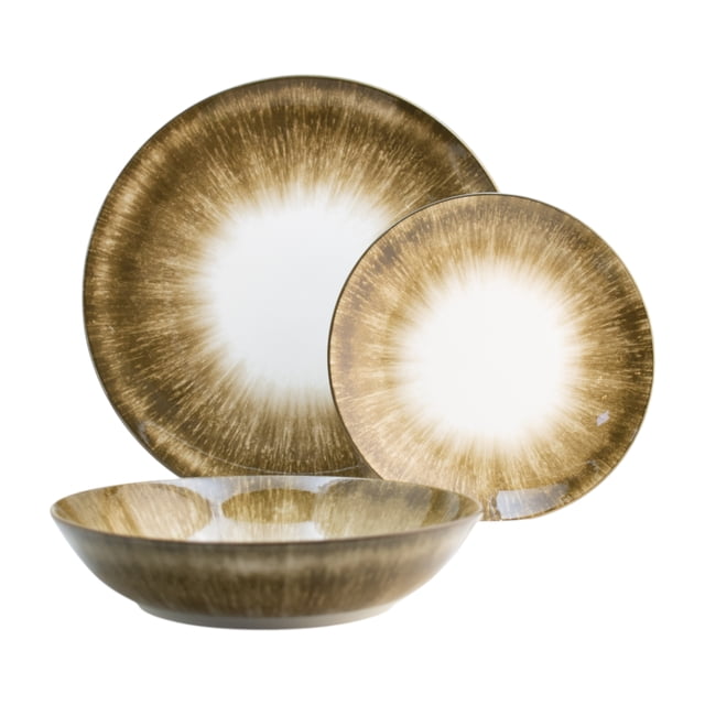 Vajilla Porcelana 12 Piezas Cosmos Café Blanco 4 Personas