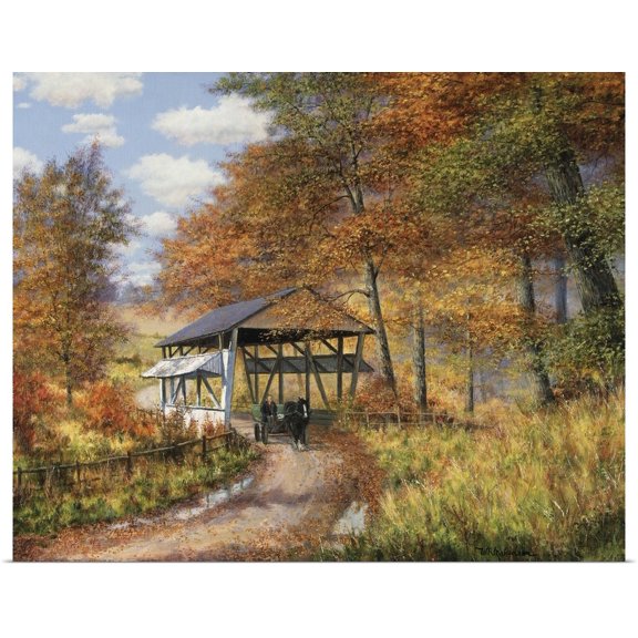Great BIG Canvas | Rolled Bill Makinson Poster Print entitled Covered Bridge