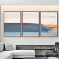 thumbnail image 3 of PixonSign Framed Wall Art Set Blue & Orange Paint Stroke Sea Landscape Graffiti Patterns Artwork Neutral Minimalism Contemporary Colorful Modern Prints for Home Decor - 24"x36"x3 Panels Natural, 3 of 5
