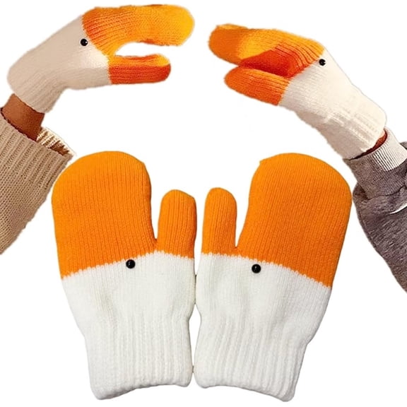 Christmas Winter Goose Mittens Gloves, Funny Novelty Animal Gloves with Thermal Soft Lining, Cute Goose Gift.