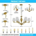 thumbnail image 6 of LovingAHome 6-Light Gold Chandelier with White Fabric Shades for Living Room,Bedroom,Foyer, 6 of 11