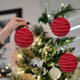 thumbnail image 4 of Zawou 12CM Red Velvet Painted Christmas Balls Set of 4, Flocking Circle Design Hanging Ornaments for Tree Decoration and Holiday Displays, 4 of 6