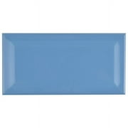 SomerTile 3" x 6" Malda Subway Beveled Calm Blue Ceramic Wall Tile (136 Tiles/ 17 sqft.)