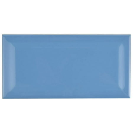 SomerTile 3" x 6" Malda Subway Beveled Calm Blue Ceramic Wall Tile (136 Tiles/ 17 sqft.)