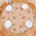 thumbnail image 2 of Light Brown Footballs and Cups Pattern Round Fitted Tablecloth with Elastic Edge,Dining Table Cover Waterproof,Outdoor Round Tablecloth for Camping,Dining,Indoor and Outdoor, 2 of 7
