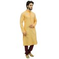 thumbnail image 4 of Atasi Men's Yellow Kurta Pyjama Set Long Cotton Tunic Shirt Ethnic Wear-XXX-Large, 4 of 6