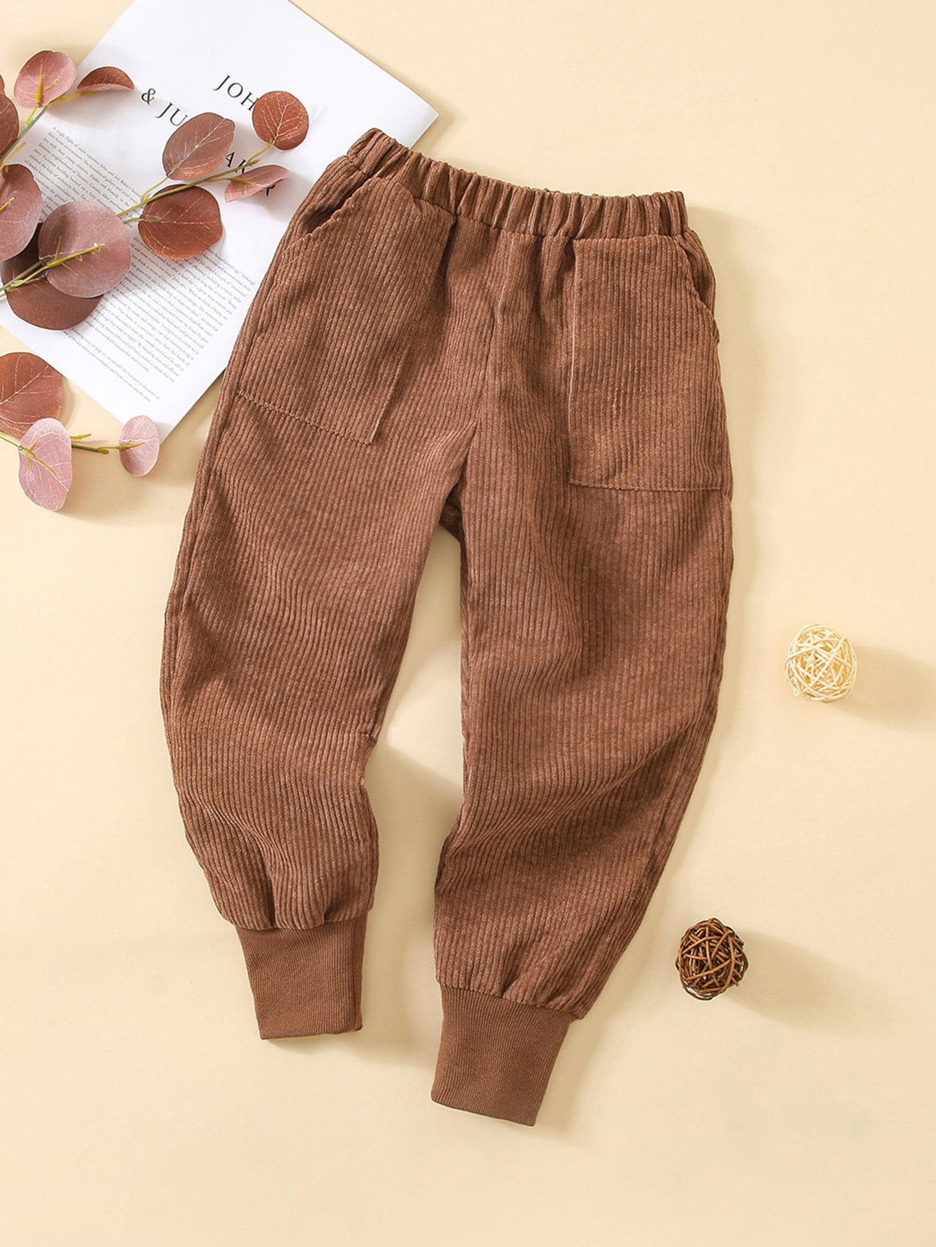 Brown Toddler Boys Slant Pockets 