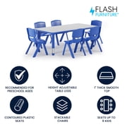 Flash Furniture Emmy Adjustable Classroom Activity Table for Kids with 6 Chairs, Blue/Gray