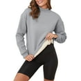 thumbnail image 2 of PiGOGI Women's Sherpa Lined Sweatshirts thermal Casual Crewneck Fleece Pullover Winter Warm Thick Tops Gray M, 2 of 6