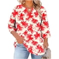thumbnail image 3 of TaTaai Women Plus Size Crew Neck Tee Chest Cutout 3/4 Sleeve Random Print Spring Summer Casual Base Layer Ladies Daily Commute Wear Lightweight Soft Non-See-Through Top Gift, 3 of 6