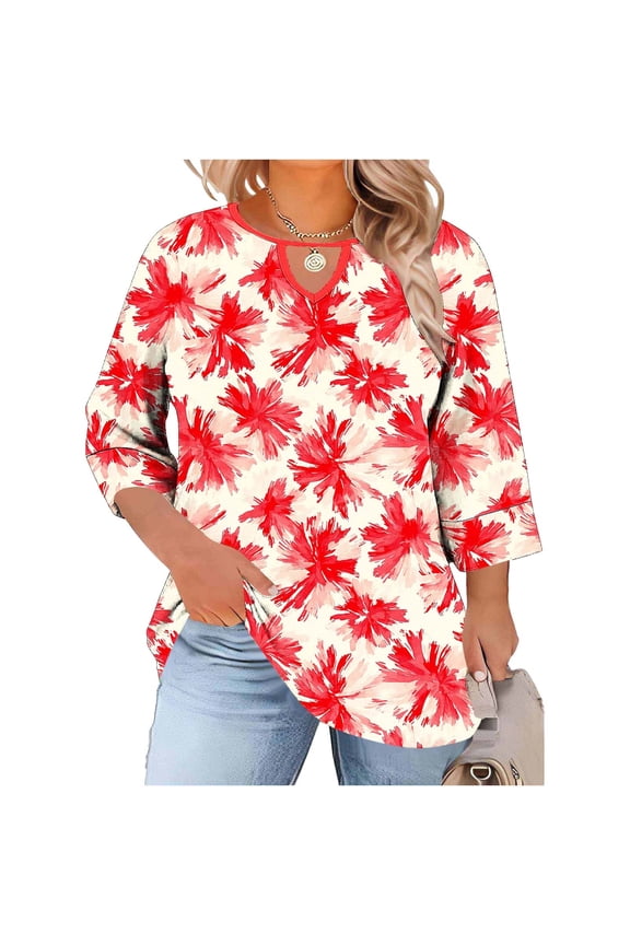 Canada Maple Women's Long Sleeve Shirts V Neck Tees Casual Loose Tops Trendy Basic Blouse