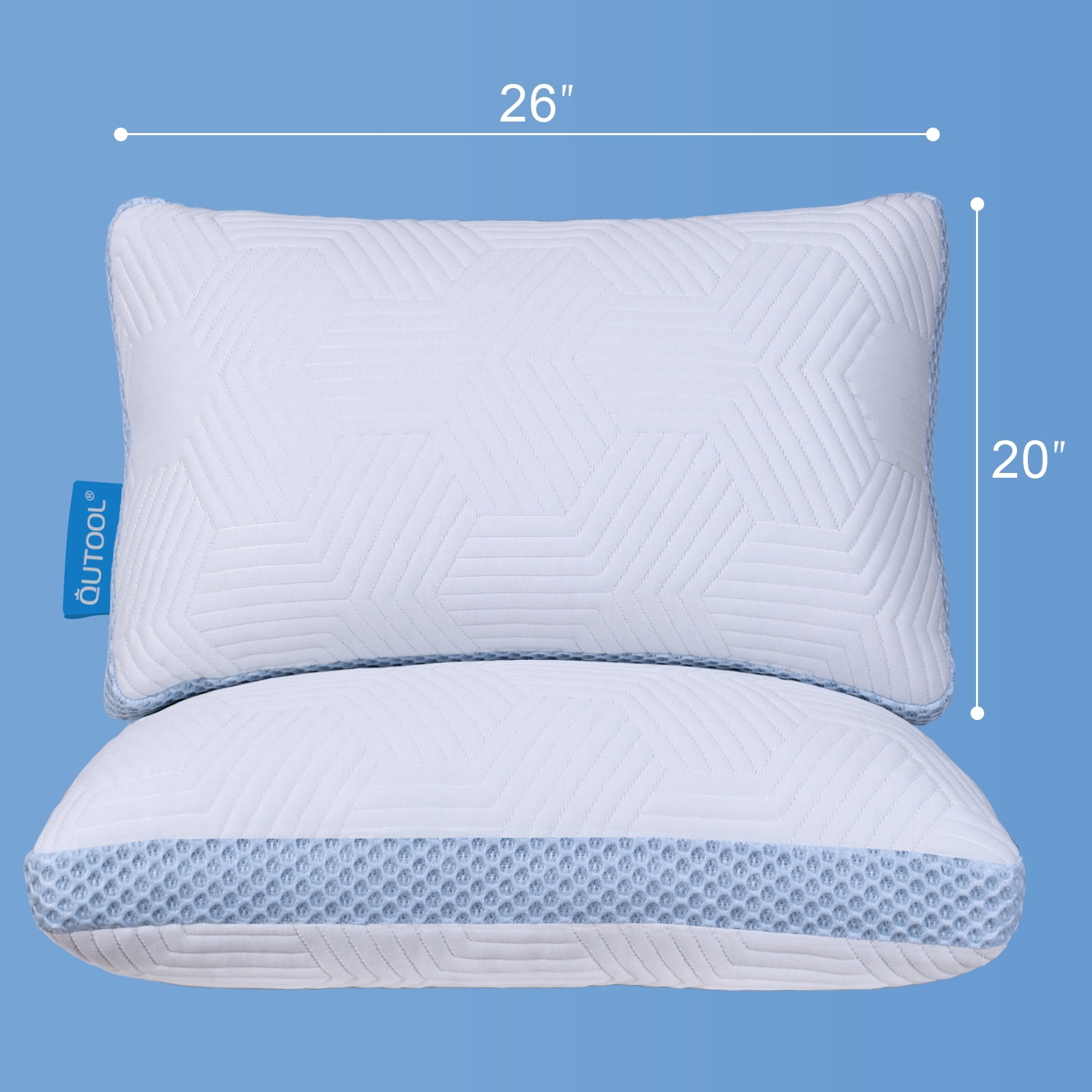 Soft Bed Pillow, Shredded Memory Foam Pillow, Comfortable Sleeping Pillow, Standard Size, Affordable Everyday Use
