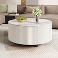 thumbnail image 6 of Harper & Bright Designs Modern Round Coffee Table with Drawers, Wood Fluted Center Table with Casters, White, 6 of 17