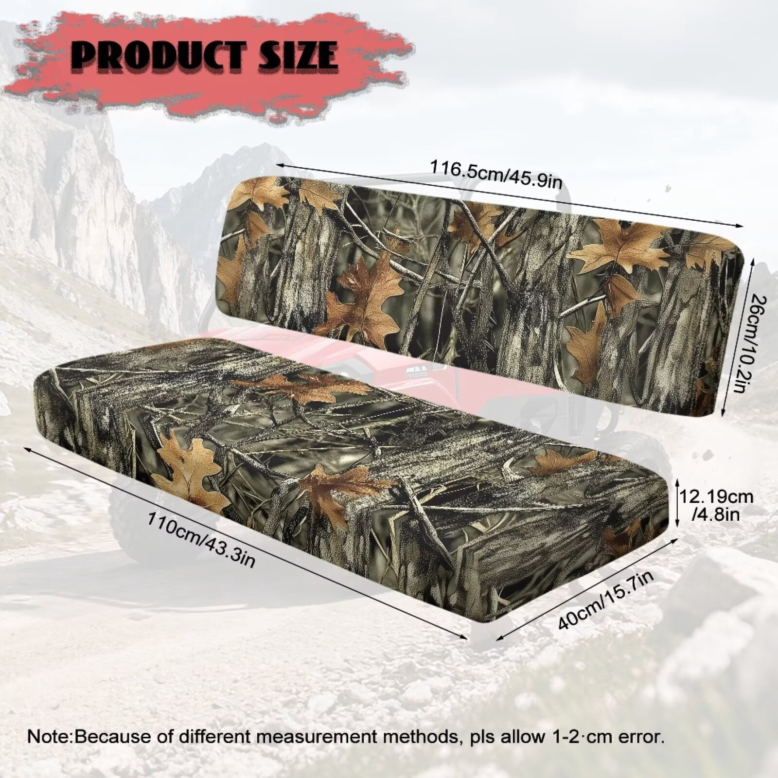 XYZCANDO Brown Camo Forest UTV Seat Covers for Kawasaki Mule 3010 2 Pieces UTV Seats Cover Accessory Part Mule Accessory Parts Replacement Bench Seat Covers Full Protection