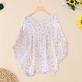 thumbnail image 2 of DHFJKG Women Swimsuit Coverup Tunic Top Boho Crochet Sexy Hallow Out Batwing Short Sleeve Loose Fit Beach Cover Ups Summer Vacation Clothes, 2 of 4