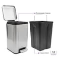 thumbnail image 4 of Bote De Basura Cuadrado De Acero Inoxidable 12l Home Styles, 4 of 9