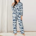 thumbnail image 2 of KLL Palm Tree Print Women's Long Sleeve Pajamas with Pants Sleepwear Loungewear 2 Set-Large, 2 of 7