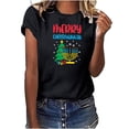 thumbnail image 2 of Penkiiy Happy Hanukkah Shirt Women Chrismukkah Shirt Cat Candle Shirt Love and Light T-Shirt Festival Short Sleeve Tops Black, 2 of 8