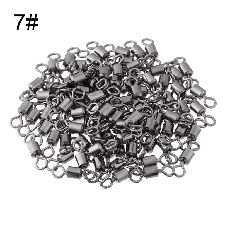 Body Mind Sculptor 100pcs/lot Multi Sizes Durable Fishing Tackle Accessories High Strength Rolling Swivels Fishing Rolling Swivel Connector Solid Ring Fishing Connector