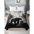 thumbnail image 4 of Twin Flat Sheet 66"x96", Rustic Black Bear Soft Lightweight Bedding Flat Sheets Only, Country Cabin Forest Wildlife Brushed Microfiber Top Bed Sheet, Breathable StainResistant Bedsheets, 4 of 9