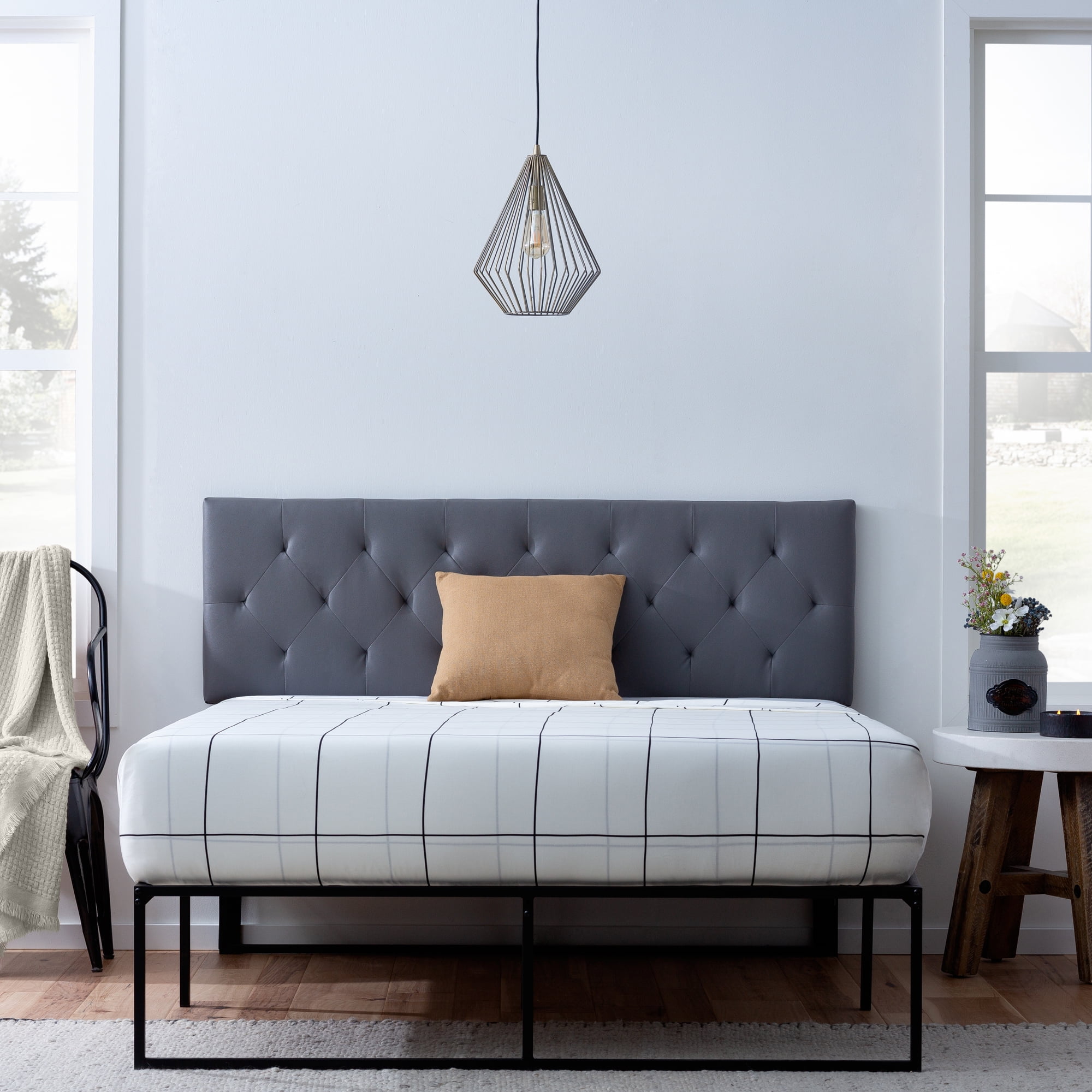Gray faux leather headboard online