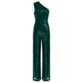 thumbnail image 3 of Xnihocha Combinaison Sans Manches pour Femmes une Épaule Robe de Soirée à Sequins Robe de Soirée Vert Foncé 3TG, 3 of 7