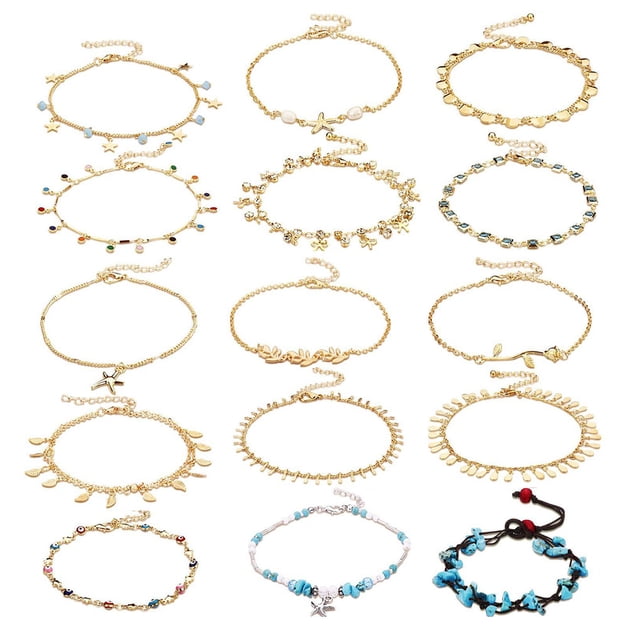 fastboy Bracelet Colorfast Durable Comfortable Ankles Chains Exquisite Chic Girls Anklets for Dress Decoration Feet Decor Type 9