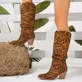 thumbnail image 7 of SACFOF Womens Classic Tall Knee High Block Heel Fashion Boots Animal Print Pointed Toe Chunky Heel Shoes, 7 of 7