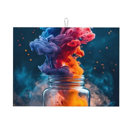 

Cauagu Dish Drying Mat 24*18 inch Absorbent Dish Drainer Kitchen Counter Dish Drying Pad for Countertops Sinks Draining Racks( Modern Art Red And Blue Colors)