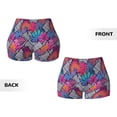 thumbnail image 5 of Kdxio Tropical Leaves Print Workout Shorts for Women Seamless Soft Smooth Gym Yoga Scrunch Active Shorts, 5 of 9