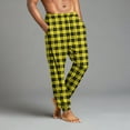 thumbnail image 4 of Dwelliawo Mens Pajama Pants Soft Sleepwear Loungewear Pants Bottoms Joggers Plaid Pant Casual Drawstring Pajama Pant with Pockets Yellow 3XL, 4 of 4