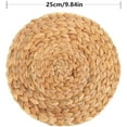 thumbnail image 3 of Chainplus 4 Pack Woven Placemats, 10” Round Water Hyacinth Weave Placemat Braided Rattan Tablemats for Dining Table (Natural), 3 of 9