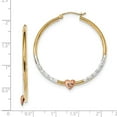 thumbnail image 2 of Real 14kt Two-tone with White Rhodium Diamond Cut Heart Hoop Earrings; for Adults and Teens; for Women and Men, 2 of 2