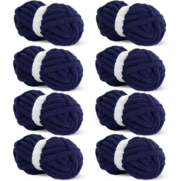 8 Pack Chunky Chenille Yarn - Super Soft Bulky Knitting Yarn for Blankets Scarf DIY, 8oz/27yds per Skein, Fluffy Plush Yarn for Crochet & Hand Knitting