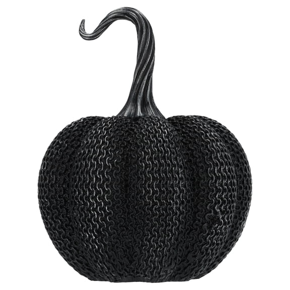 Resin Textured Pumpkin Decoration, Black, 7.75", Halloween by Way To Celebrate