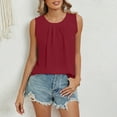 thumbnail image 2 of purcolt Womens Chiffon Tank Top Pleated Sleeveless Crew Neck Flowy Shirt Dressy Casual Loose Fit Tunic Blouse Summer Beach Tops, 2 of 5