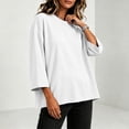 thumbnail image 6 of Hurxie Womens T-Shirt Casual 3/4 Sleeve Boxy Tops Loose Fit Crew Neck Basic Shirts White,XL, 6 of 7