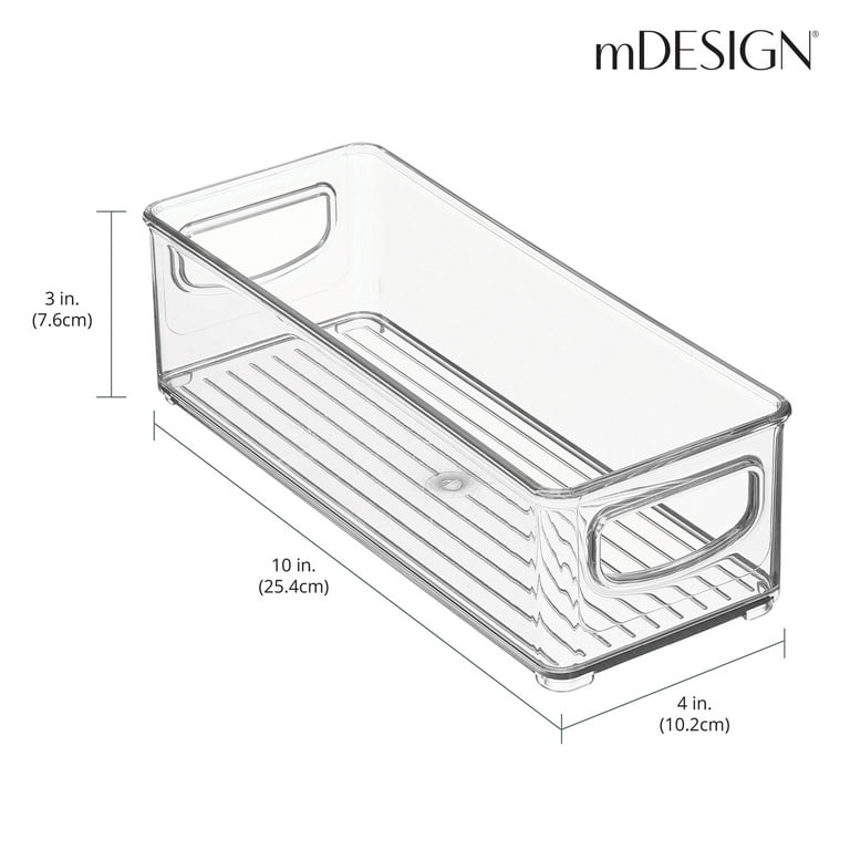 mDesign Small Modern Plastic Storage Organizer Bin Basket with Handle for  Home Office Organization - Shelf, Cubby, Cabinet, and Closet Organizing  Decor - Ligne Collection - 4 Pack - White 