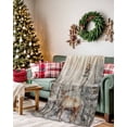 thumbnail image 2 of Christmas Elk Flannel Blanket for Bed,Travel and Camping, Snow Covered Forest Snowscape Watercolor Super Soft Cozy Blanket for All Seasons 50"x60", 2 of 6