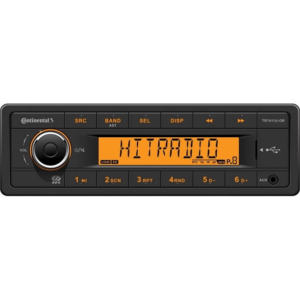 Estéreo de coche Continental con AM/FM/USB de 12 V con arnés incluido