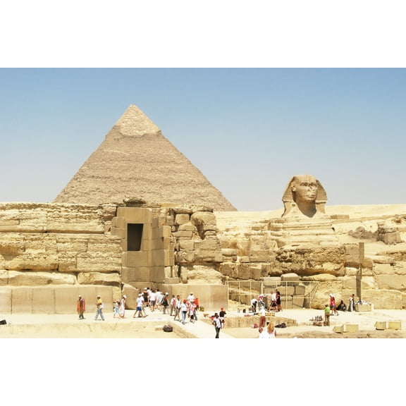 24x36 gallery poster, pyramid complex of Khafre near the Great Sphinx of Giza, Ancient Egypt