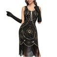thumbnail image 6 of BLTIBY Women's 1920s Fringed Dress Flapper Costume Vintage Sequin Beaded Tassels Hem Prom Sleeveless Round Neck Cocktail Evening Dresses Gatsby Dress Gold L, 6 of 6