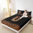 thumbnail image 3 of jejeloiu Classic Leopard Initial U Queen Sheet Sets For Girls,Fashion Glitter Bowknot Monogram Print Bed Set,4 Pieces, 3 of 6