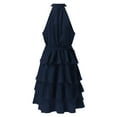 thumbnail image 6 of Sngxgn Womens Summer Dresses Square Neck Lantern Sleeve Tie Backless Ruffle A-Line Casual Dress(Blue,XL), 6 of 6
