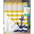 thumbnail image 3 of No Hook Shower Curtains, Yellow Striped Long Bathtub Curtains with Snap in Liner, Navy Blue Nautical Anchor Geometric Waterproof Washable Fabric Bathroom Shower Curtain Sets, 72" x 78", 3 of 7