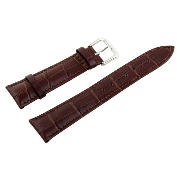 22mm Retro Style Brown Alligator Grain Faux Leather Wrist Watch Band Strap